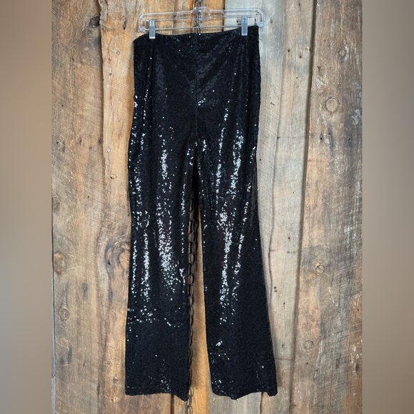 Open Edit Black Sequin Flare Pants - Size Small - Picture 10 of 16